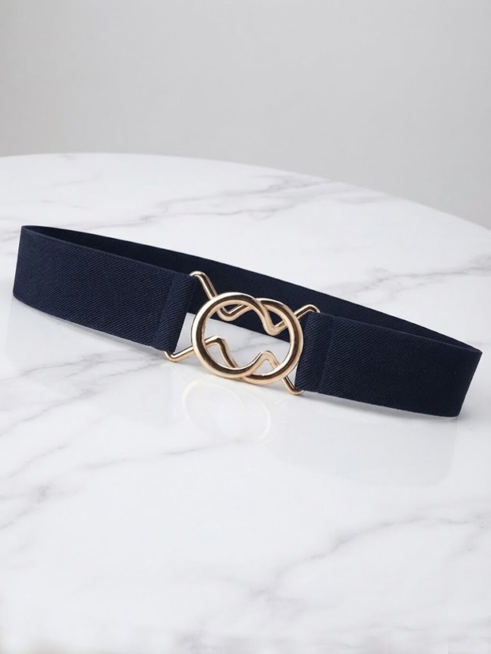 Navy Blue Ladies Fashionable Oval Round Belt - 29 Inches